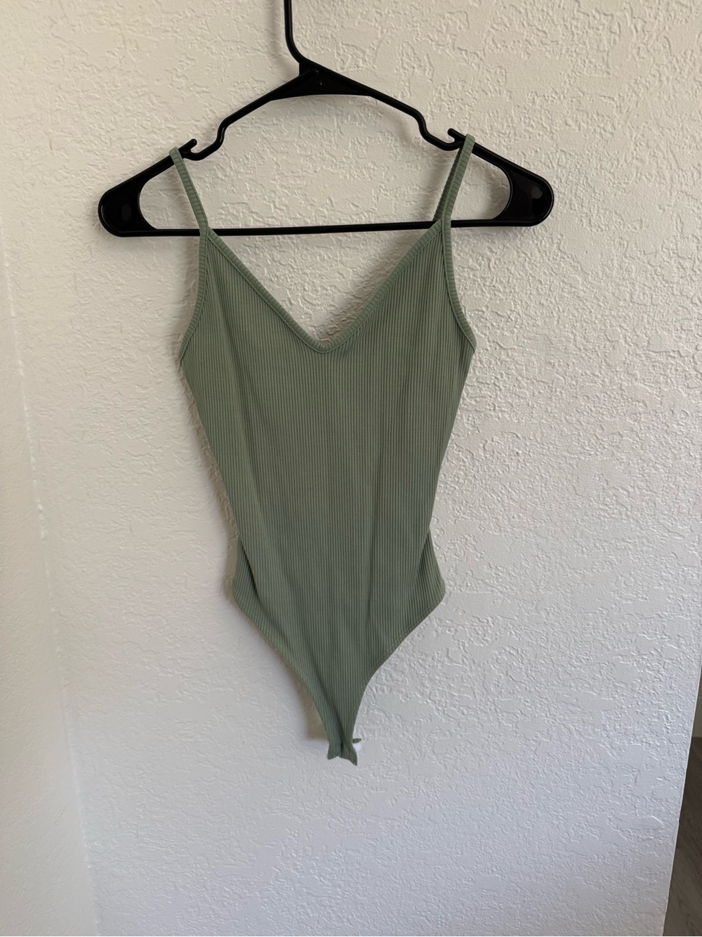 Lulu's Sage Green Ribbed V-Neck Bodysuit